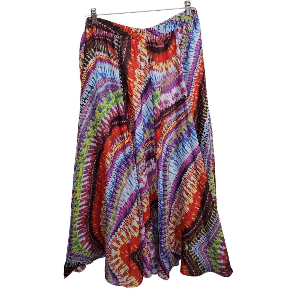 Truth NYC L Skirt Maxi Flowy Tie Dye Boho Colorful Pull On Psychedelic Vibrant